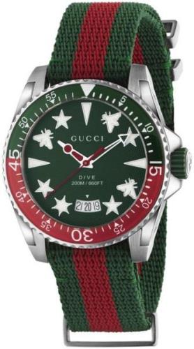 Gucci Herrklocka YA136339 Dive Grön/Textil Ø40 mm