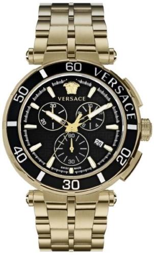 Versace Herrklocka VE3L00522 Greca Svart/Gulguldtonat stål Ø45 mm