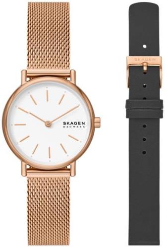 Skagen Damklocka SKW1153SET Signatur Lille Vit/Roséguldstonat stål