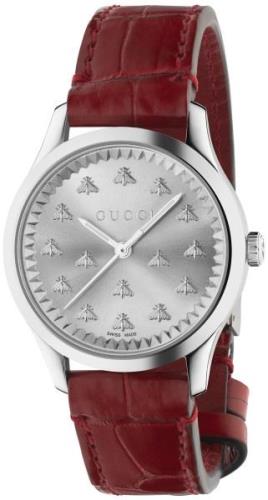 Gucci YA1264218 G-Timeless Silverfärgad/Läder Ø38 mm