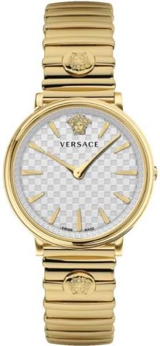 Versace Damklocka VE8104822 V Circle Silverfärgad/Gulguldtonat stål