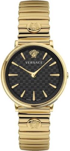 Versace Damklocka VE8104722 V Circle Svart/Gulguldtonat stål Ø38 mm