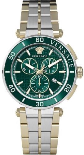 Versace Herrklocka VE3L00422 Greca Grön/Guldtonat stål Ø45 mm