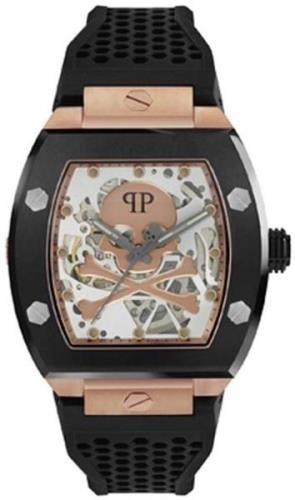 Philipp Plein Herrklocka PWBAA0121 The Skeleton Roséguldstonad/Gummi