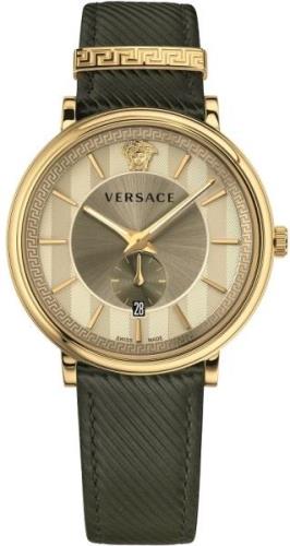 Versace Herrklocka VBQ030017 V Circle Guldtonad/Läder Ø42 mm