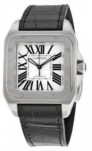 Cartier Santos Santos 100 W20106X8 Silverfärgad/Läder 32x32 mm