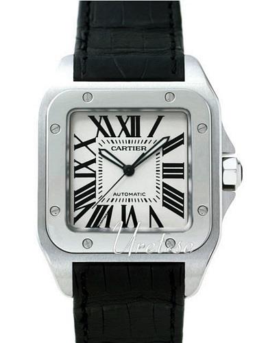 Cartier Santos Santos 100 Herrklocka W20073X8 Silverfärgad/Läder