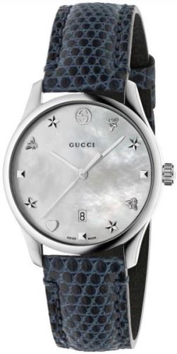 Gucci G-Timeless Damklocka YA126588 Vit/Läder Ø29 mm