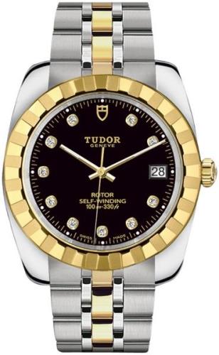 Tudor Classic Date 21013-0005 Svart/Gulguldtonat stål Ø38 mm