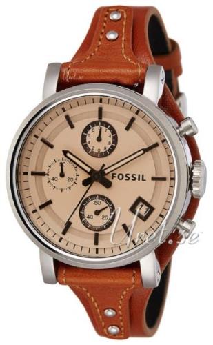 Fossil Boyfriend Damklocka ES4046 Antikvit/Läder Ø38 mm