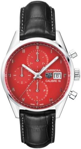 TAG Heuer Herrklocka CBK2117.FC6266 Carrera Röd/Läder Ø41 mm