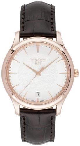 Tissot Herrklocka T924.410.76.031.00 T-Gold Silverfärgad/Läder Ø40