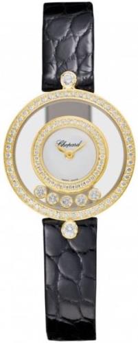 Chopard Damklocka 203957-0201 Happy Diamonds Vit/Läder Ø24 mm