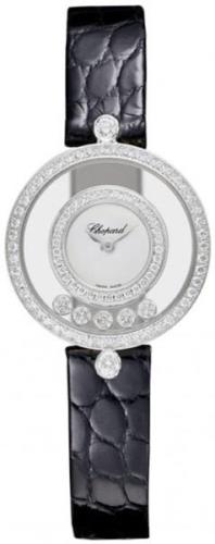 Chopard Damklocka 203957-1201 Happy Diamonds Vit/Läder Ø24 mm