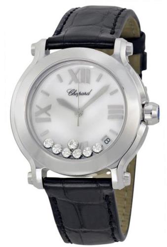 Chopard Damklocka 278475-3001 Happy Sport Vit/Läder Ø36 mm