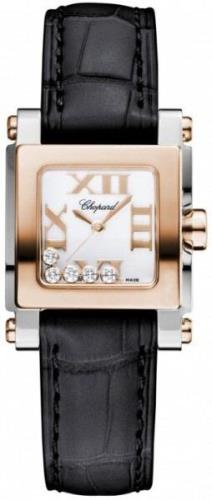 Chopard Damklocka 278516-6001 Happy Sport Vit/Läder 31x24 mm