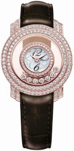 Chopard Damklocka 209245-5001 Ladies Happy Diamonds Vit/Läder Ø30 mm