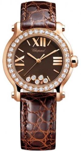 Chopard Damklocka 274189-5006 Happy Sport Brun/Läder Ø30 mm