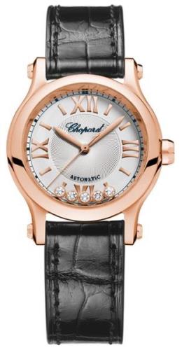 Chopard Damklocka 274893-5001 Happy Sport Silverfärgad/Läder Ø30 mm