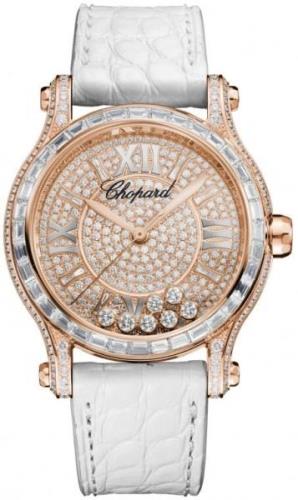 Chopard Damklocka 274891-5005 Happy Sport Guldtonad/Läder Ø36 mm