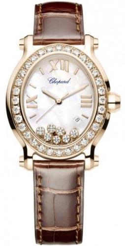 Chopard Damklocka 275350-5003 Happy Sport Vit/Läder Ø33.5 mm