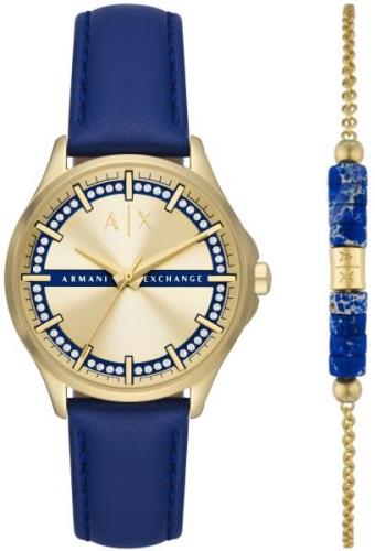 Armani Exchange Damklocka AX7135SET Lady Hampton Guldtonad/Läder