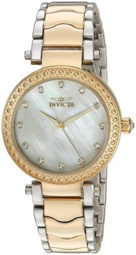 Invicta Damklocka 23965 Wildflower Vit/Gulguldtonat stål Ø34 mm