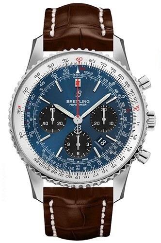 Breitling Herrklocka AB0121211C1P2 Navitimer 01 Blå/Läder Ø43 mm