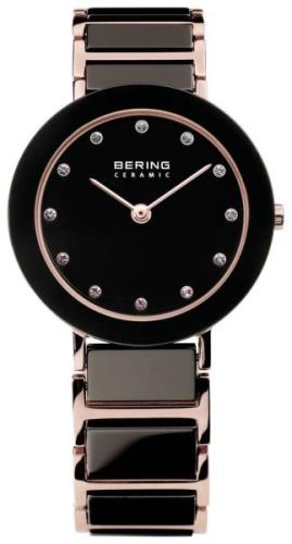 Bering Damklocka 11429-746 Ceramic Svart/Roséguldstonat stål Ø29 mm