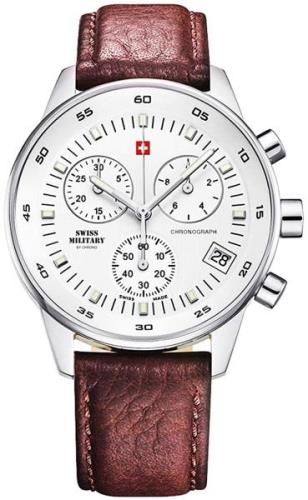 Swiss Military Herrklocka SM30052.04 Chrono Silverfärgad/Läder Ø41