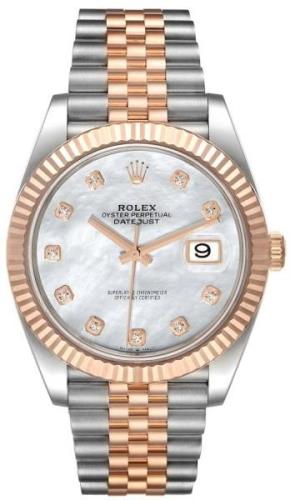 Rolex Herrklocka 126331-0014 Datejust 41 Vit/18 karat roséguld Ø41