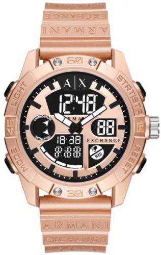 Armani Exchange Herrklocka AX2967 D-Bolt Roséguldstonad/Gummi Ø46 mm