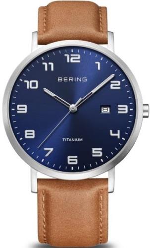 Bering Herrklocka 18640-567 Titanium Blå/Läder Ø40 mm