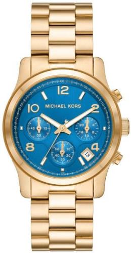 Michael Kors Damklocka MK7353 Runway Blå/Guldtonat stål Ø38 mm