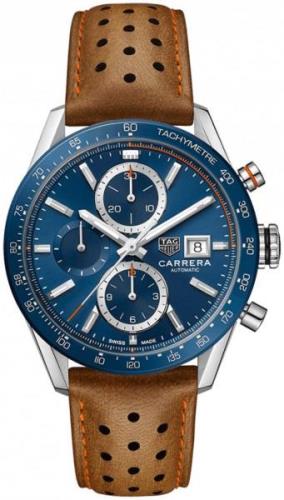 TAG Heuer Herrklocka CBM2112.FC6455 Carrera Blå/Läder Ø41 mm