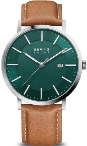 Bering Herrklocka 15439-508 Solar Grön/Läder Ø40 mm