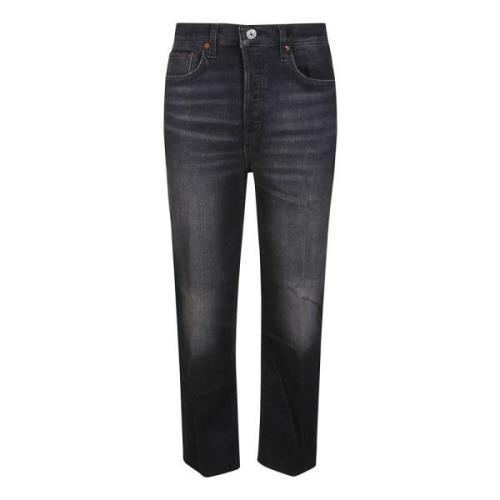 Re/Done Straight Jeans Black, Dam