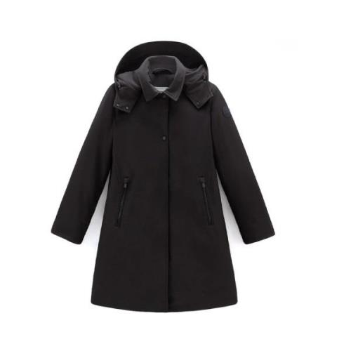 Woolrich Dam Firth dunfodrad trenchcoat med huva Black, Dam