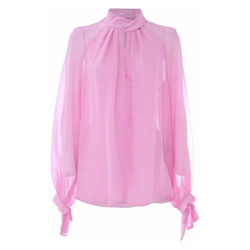Kocca Elegant blouse with bow detail on the cuffs Pink, Dam