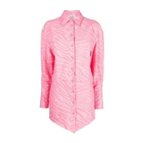 The Attico Rosa Zebra-Mönstrad Skjortklänning Pink, Dam