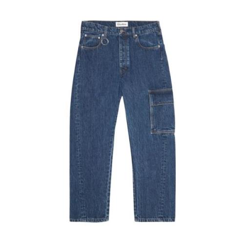 Études Denim Blue Washed Jeans med Vridna Sömmar Blue, Herr