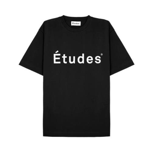 Études Svart Jersey Bomull T-shirt med Korta ärmar Black, Herr