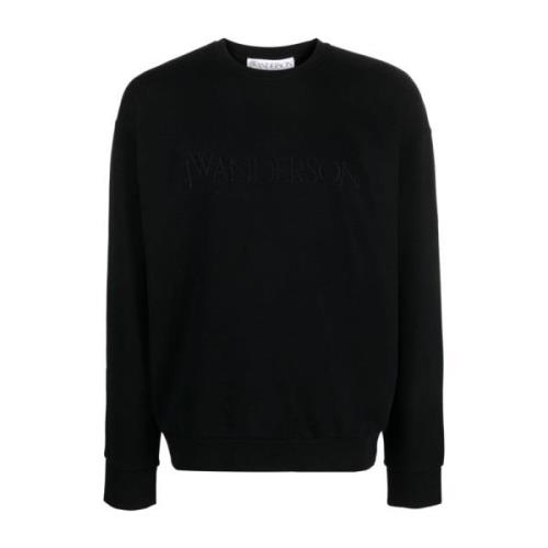 JW Anderson Svart Logo-Broderad Crew-Neck Sweatshirt Black, Herr