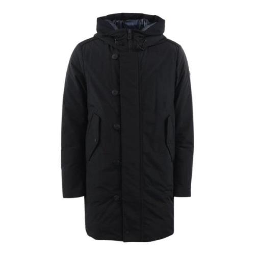 Peuterey Medium Herrparka med Avtagbar Huva Black, Herr