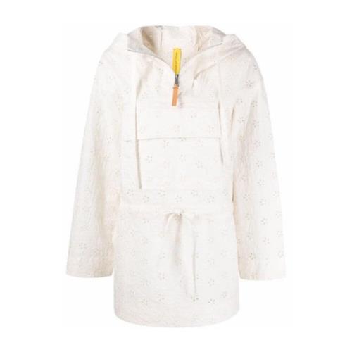 Moncler Broderie Anglaise Cape Jacka White, Dam