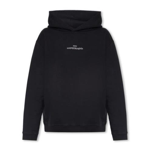 Maison Margiela Bomullshoodie med logotyp Black, Herr