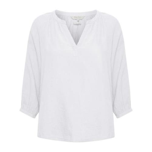 Part Two Linne V-Hals Blus White, Dam