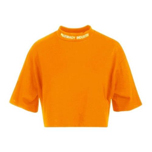 Pharmacy Industry Broderad bomull T-shirt Orange, Dam