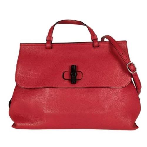 Gucci Vintage Röd läder Gucci bambu handväska Red, Dam