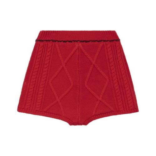 Marine Serre Cable Knit Mini Shorts, Trendig Modell Red, Dam